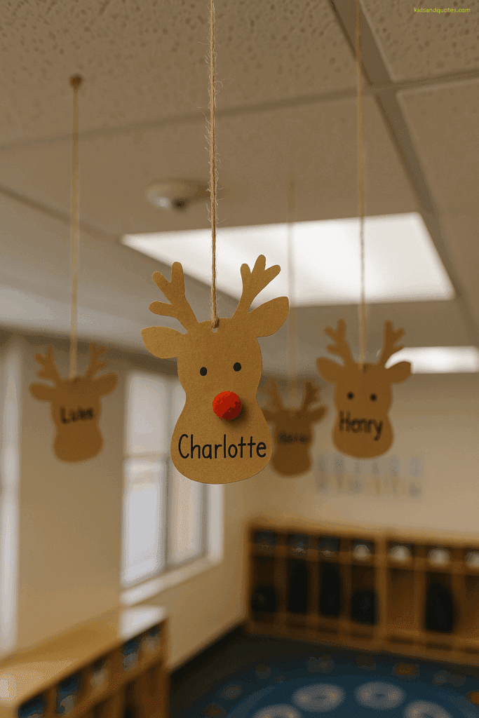 Personalized Hanging Reindeer for Classroom Ceilings — Christmas Classroom Decor