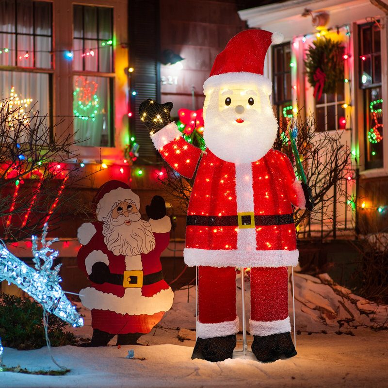 Large Inflatable Santa Claus Waving on Snowy Lawn Large Inflatable Santa Claus Waving on Snowy Lawn — Christmas Yard Decor