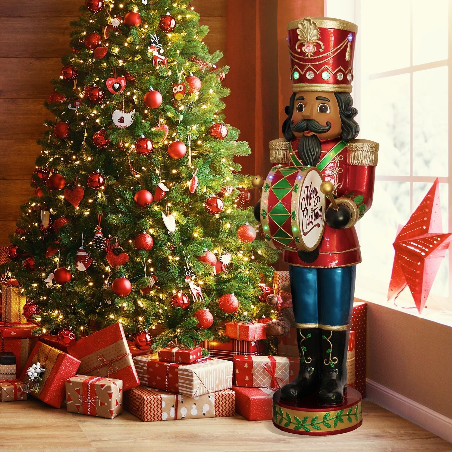 Oversized Nutcracker with Drum and Gifts — Nutcracker Christmas Decor