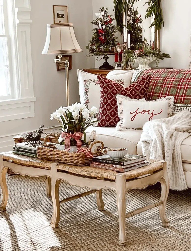 Farmhouse Coffee Table Styling with Books and Flowers Farmhouse Coffee Table Styling with Books and Flowers — Christmas Coffee Table Decor