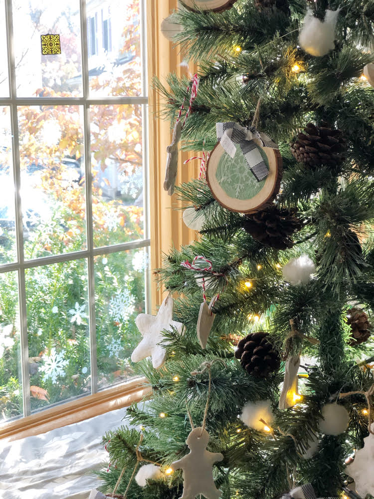 Farmhouse Tree by the Window with Handmade Ornaments — Rustic Christmas Tree