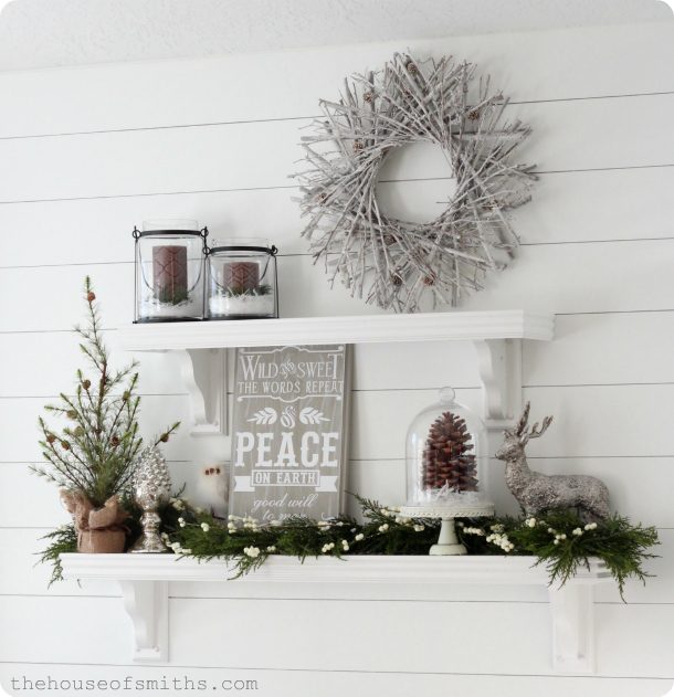 Rustic Winter Wonderland Visual Idea — Christmas Shelf Decor