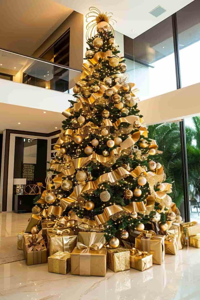 Create a luxurious focal point with a magnificently decorated gold Christmas tree Create a luxurious focal point with a magnificently decorated gold Christmas tree — Gold Christmas Decor