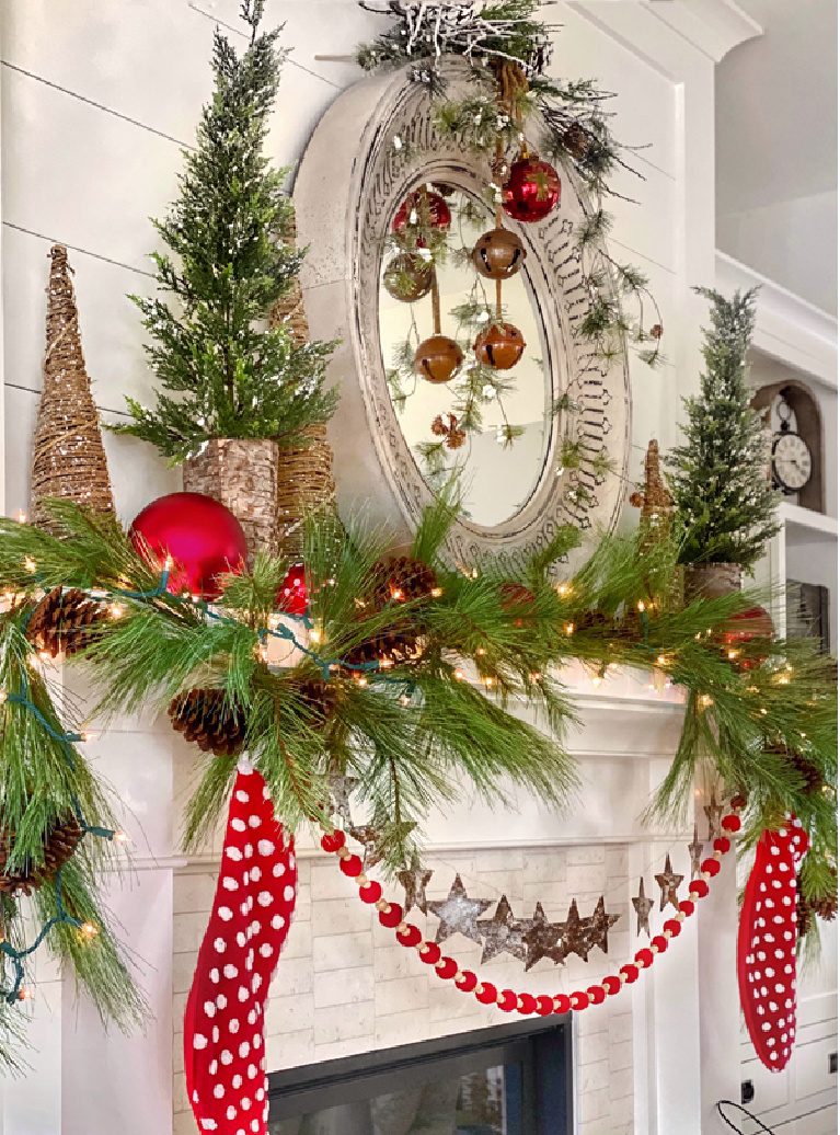 Playful Christmas Garland with Fairy Lights and Polka Dot Ribbons Playful Christmas Garland with Fairy Lights and Polka Dot Ribbons — Whimsical Christmas Decor