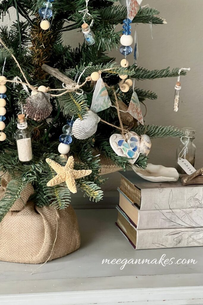 Coastal Tree Vignette with Sand-Filled Vials — Coastal Christmas Tree