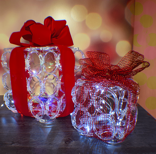 Illuminated Clear Plastic Christmas Present Decor — Dollar Tree Christmas Decor