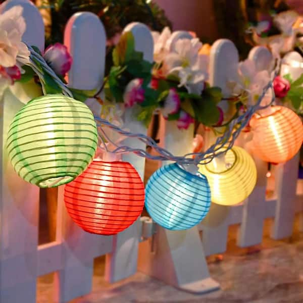 Colorful Outdoor Paper Lantern String Lights — Christmas Lantern Lights