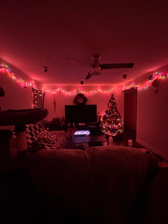 Cozy Red Ambient Lighting for Christmas — Christmas Apartment Decor
