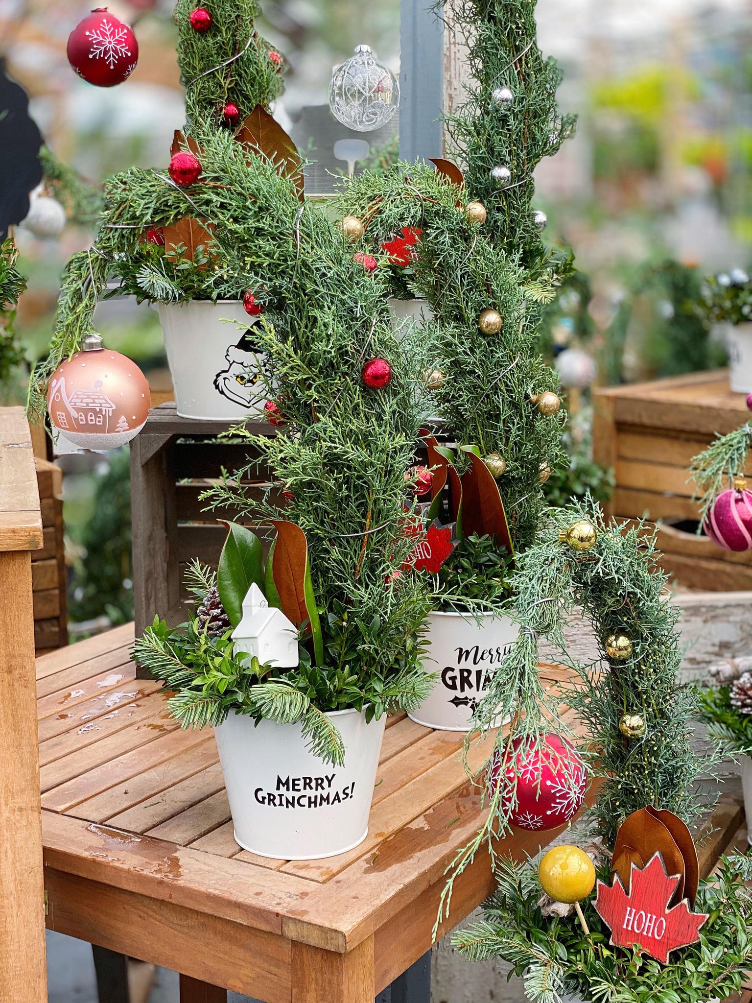 Table Setting Mini Grinch Christmas Tree as Table Centerpiece Table Setting Mini Grinch Christmas Tree as Table Centerpiece
