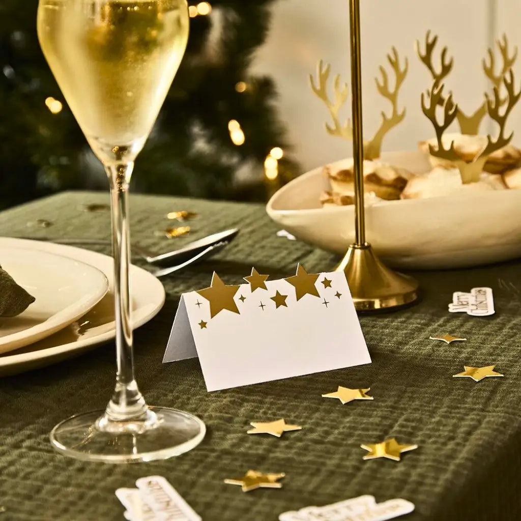 Modern Gold Star Accent Place Card Modern Gold Star Accent Place Card — Christmas Place Cards
