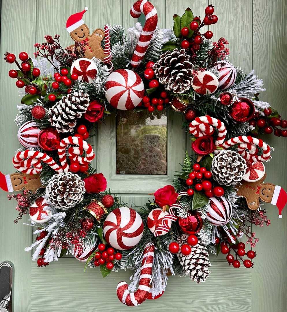 Christmas Candy Cane Wreath For Front Door by Etsy | uFurnish.com