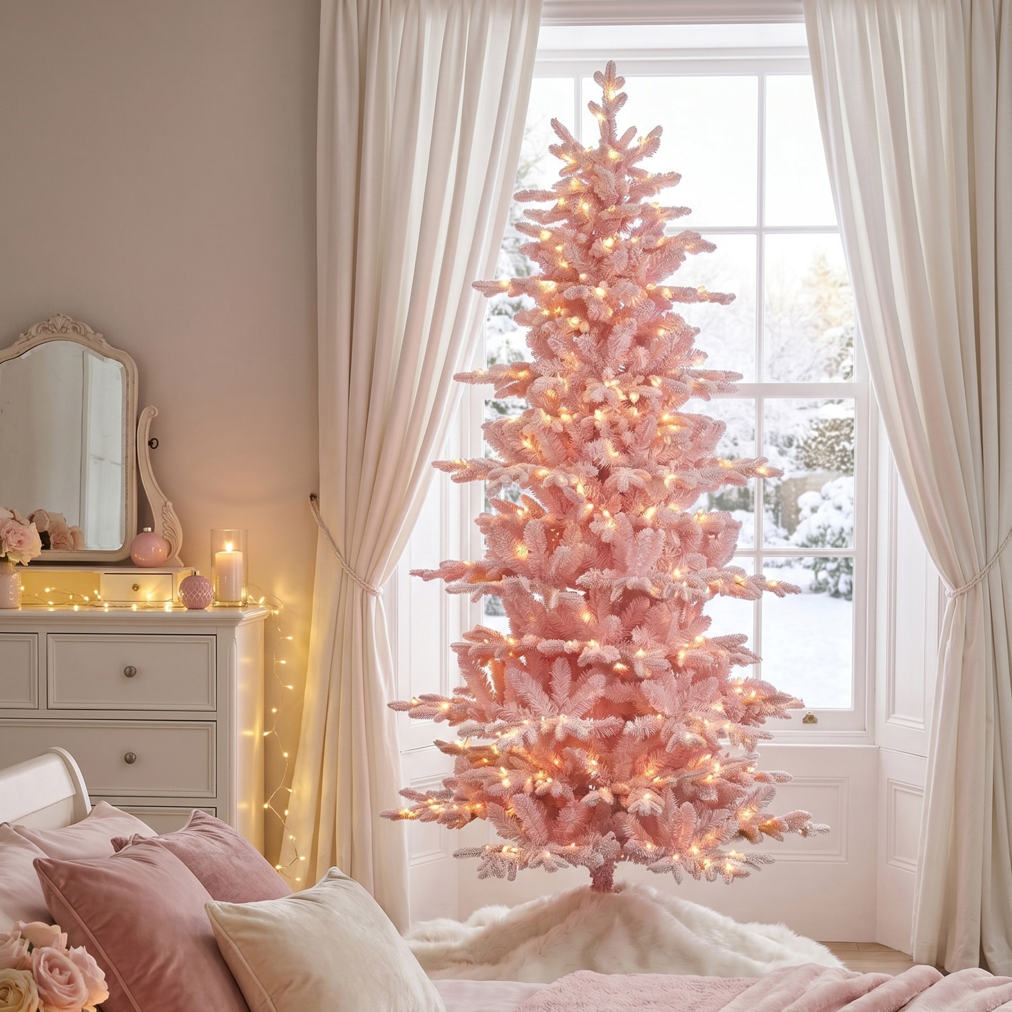Bedroom Visual Idea Bedroom Visual Idea — Pink and Gold Christmas Tree