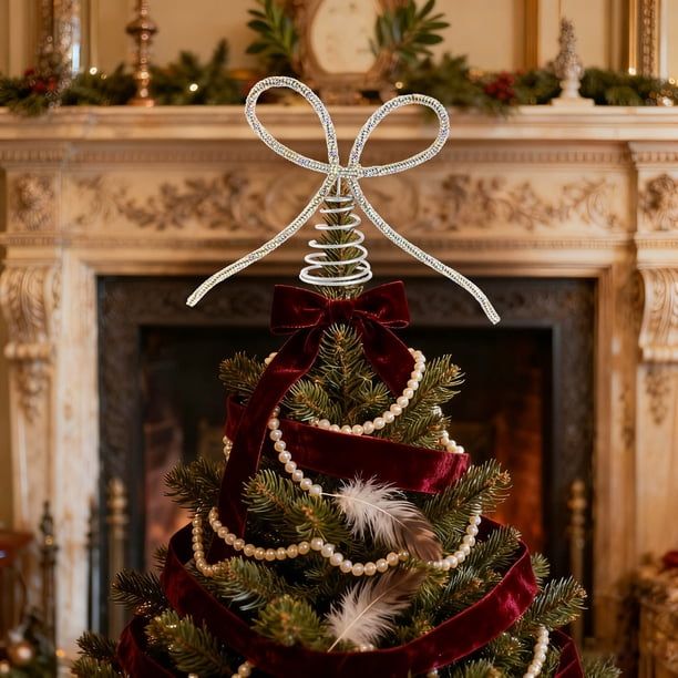 Glamorous Rhinestone and Velvet Bow Tree Topper — Bow Christmas Tree Topper