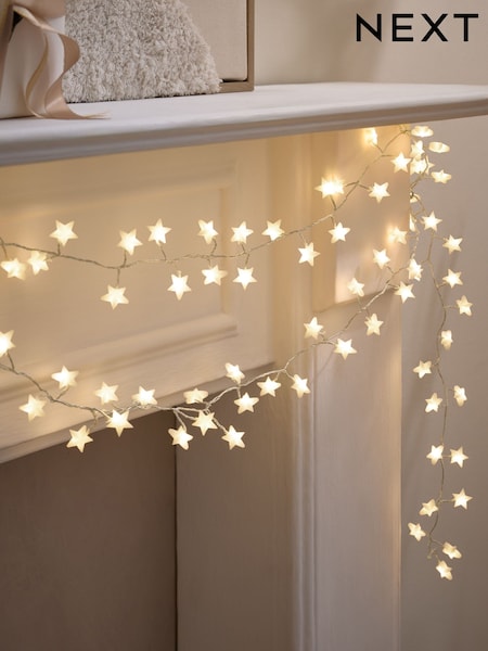 Minimalist Star-Shaped String Lights on a Surface Minimalist Star-Shaped String Lights on a Surface — Christmas Lights in Garland Indoor