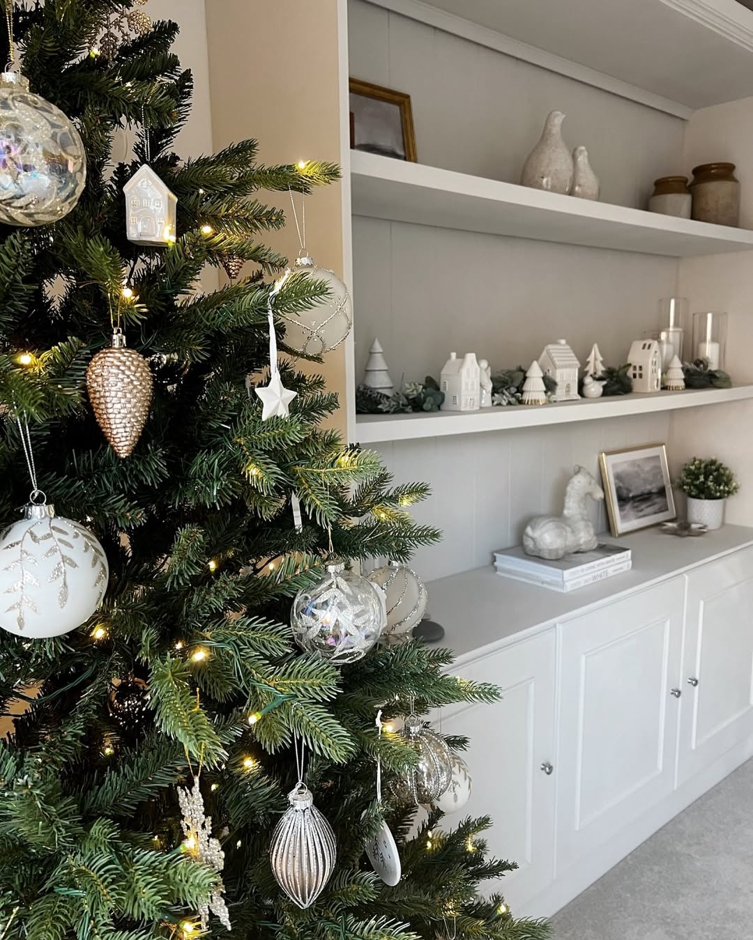 Whimsical Rustic Visual Idea — Christmas Shelf Decor