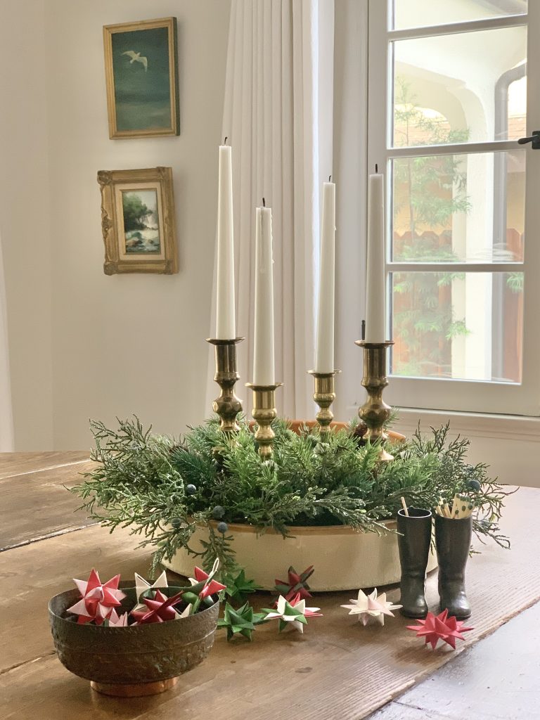 Rustic Advent Wreath with Brass Candle Holders Rustic Advent Wreath with Brass Candle Holders