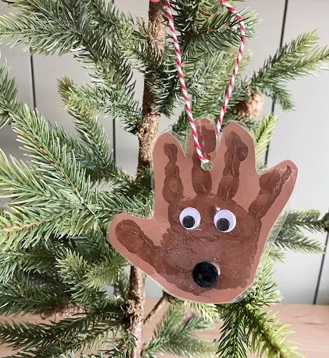 Personalized Handprint Reindeer Ornament — Christmas Crafts for Kids