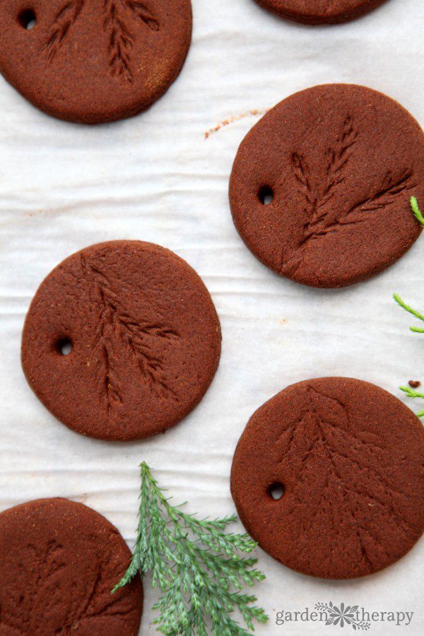 Rustic Leaf Imprint Round Ornaments Rustic Leaf Imprint Round Ornaments — Salt Dough Ornaments