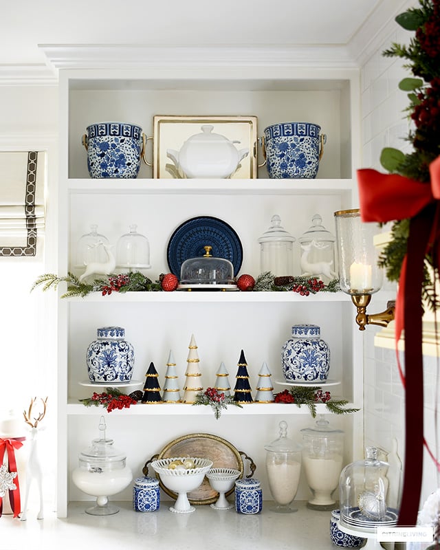 Traditional Christmas Chinoiserie Visual Idea — Christmas Shelf Decor