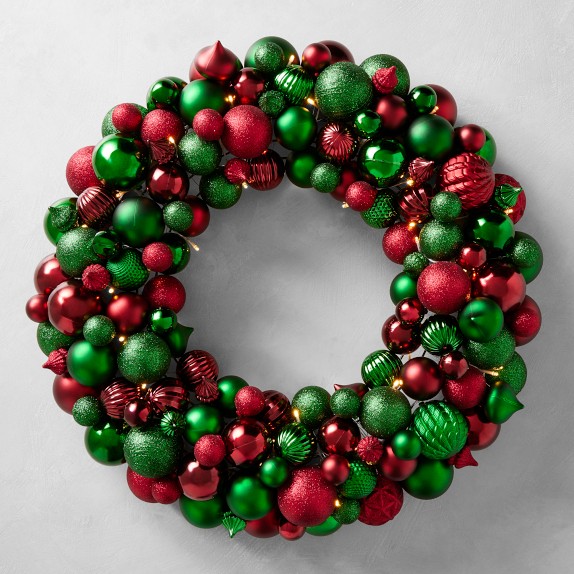 Modern Ornament Wreath with Integrated LED Lights Modern Ornament Wreath with Integrated LED Lights