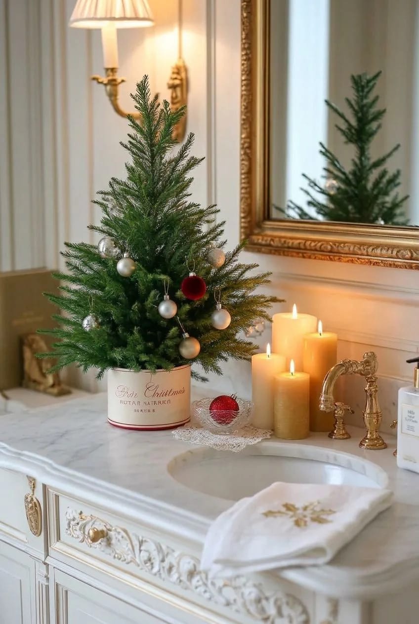 10 Christmas Bathroom Decor Ideas For A Small Powder Room - Lovely Harbor