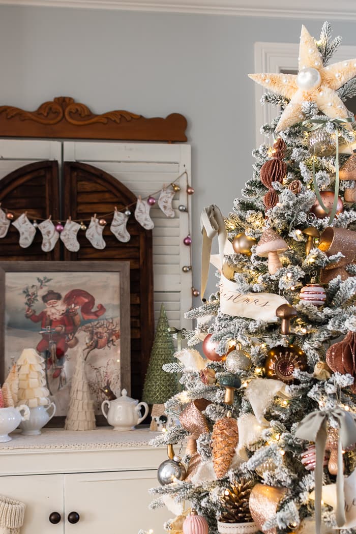 Vintage Star Topper with Festive Fabric Banner — Christmas Tree Topper