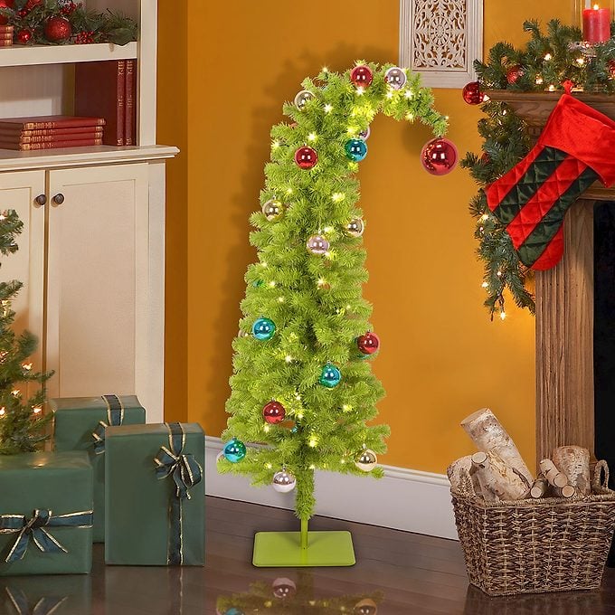 Quirky Green Tree with Festive Stocking Quirky Green Tree with Festive Stocking — Grinch Christmas Tree