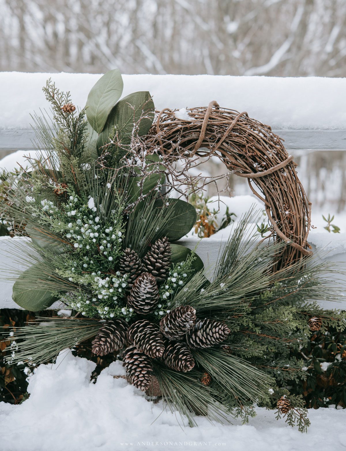 Rustic Grapevine Wreath with Natural Winter Elements Rustic Grapevine Wreath with Natural Winter Elements — DIY Christmas Wreath