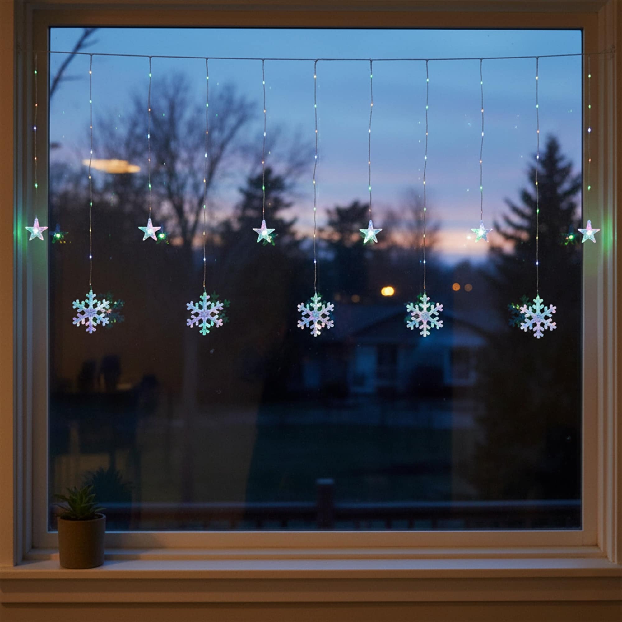 Modern Festive Visual Idea — Christmas Fairy Lights Window