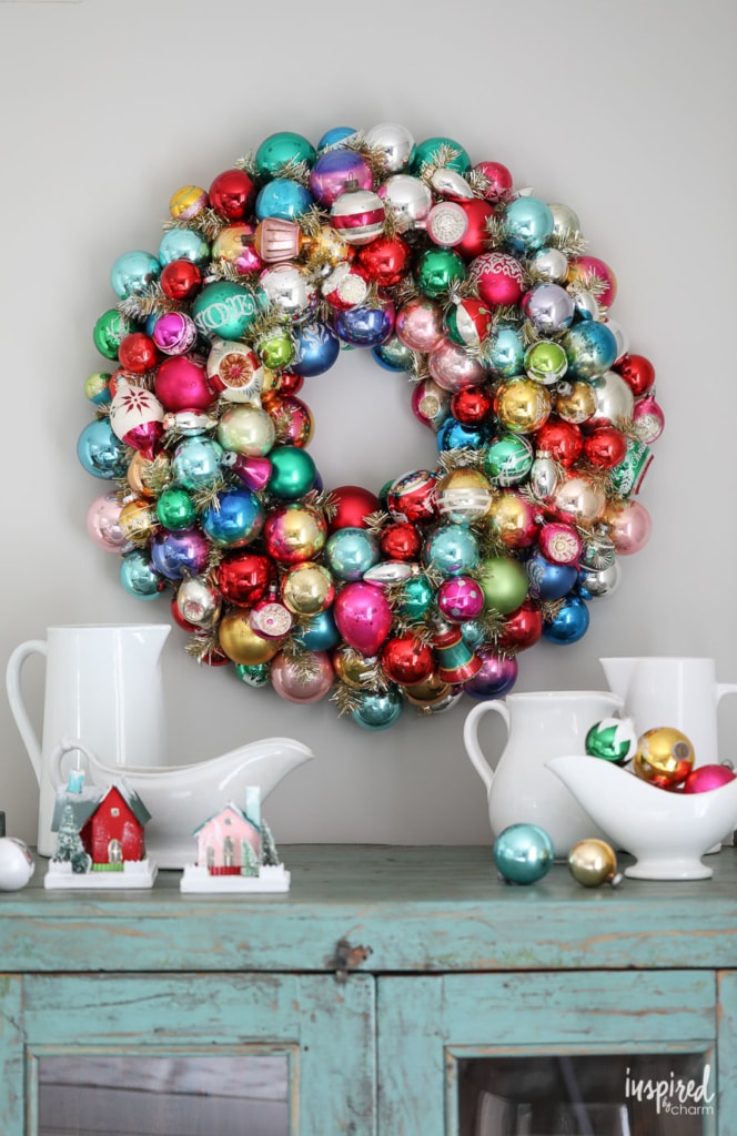 Circular Wreath Composed Entirely of Vintage Ornaments — Vintage Christmas Ornaments