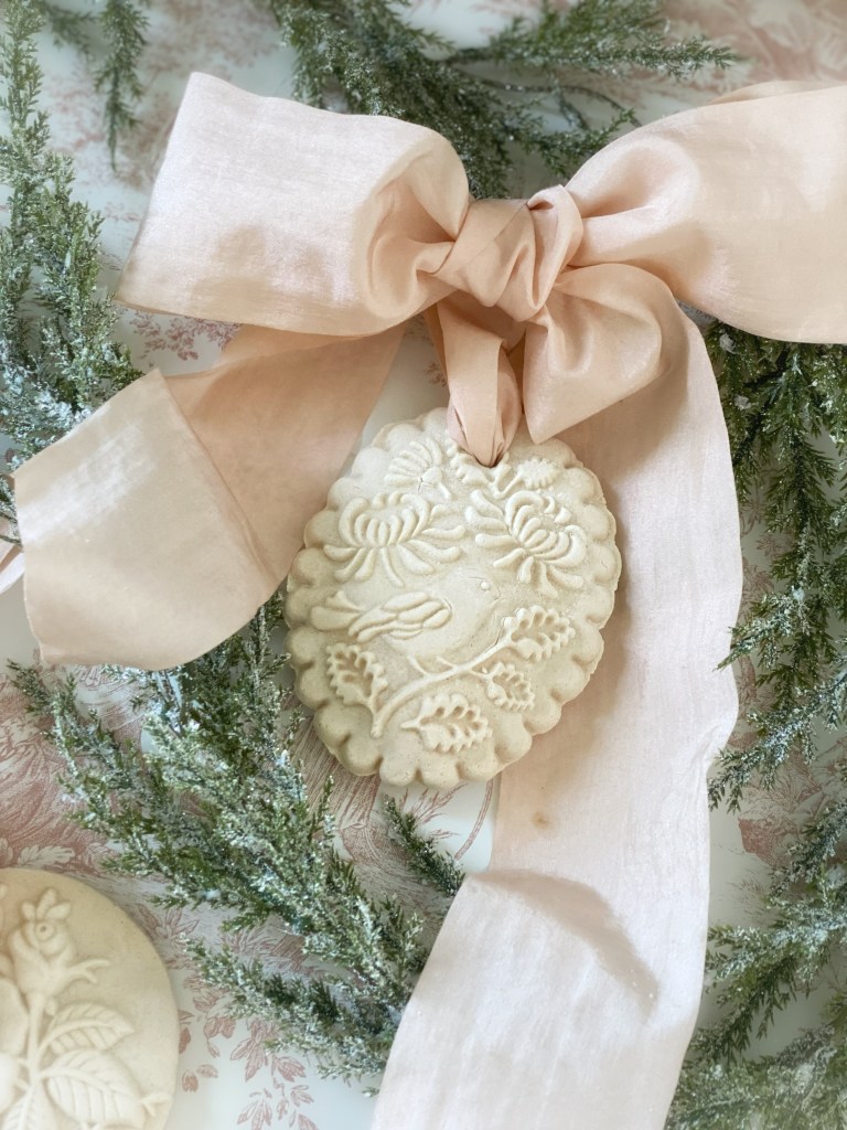 Vintage Romance: Floral Salt Dough Ornament with Silk Ribbon Vintage Romance: Floral Salt Dough Ornament with Silk Ribbon — Salt Dough Ornaments