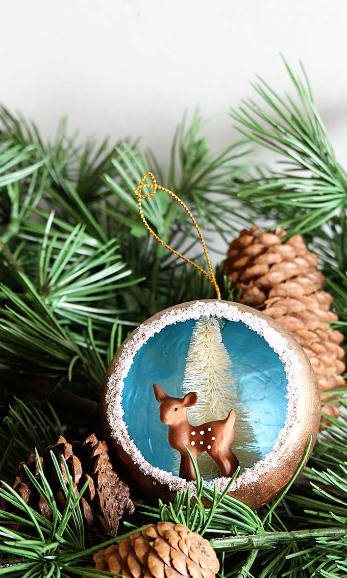 Vintage Diorama Ornament with Miniature Winter Scene Vintage Diorama Ornament with Miniature Winter Scene — DIY Christmas Ornaments