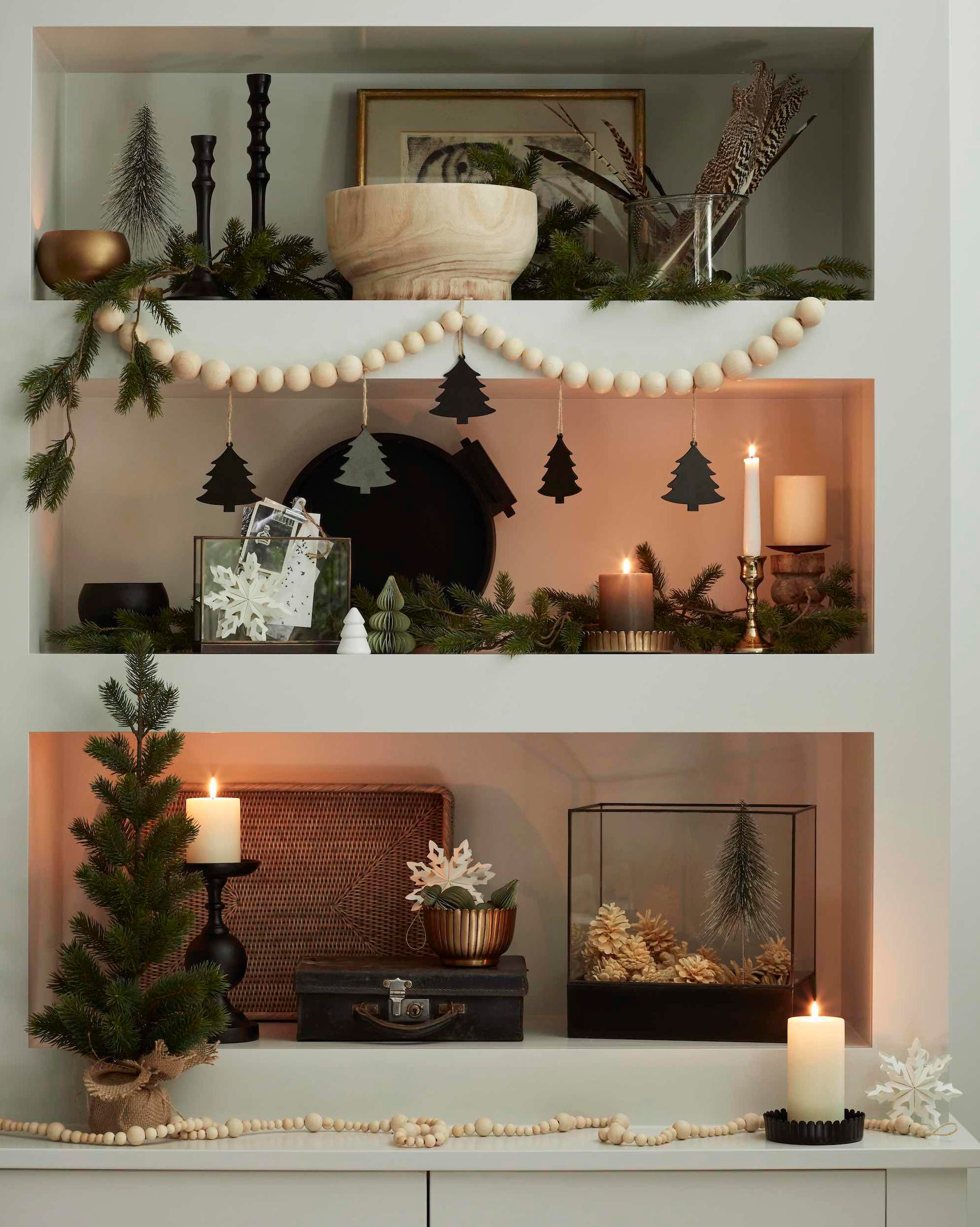 Traditional Multi-Level Shelf Christmas Display — Christmas Shelf Decor