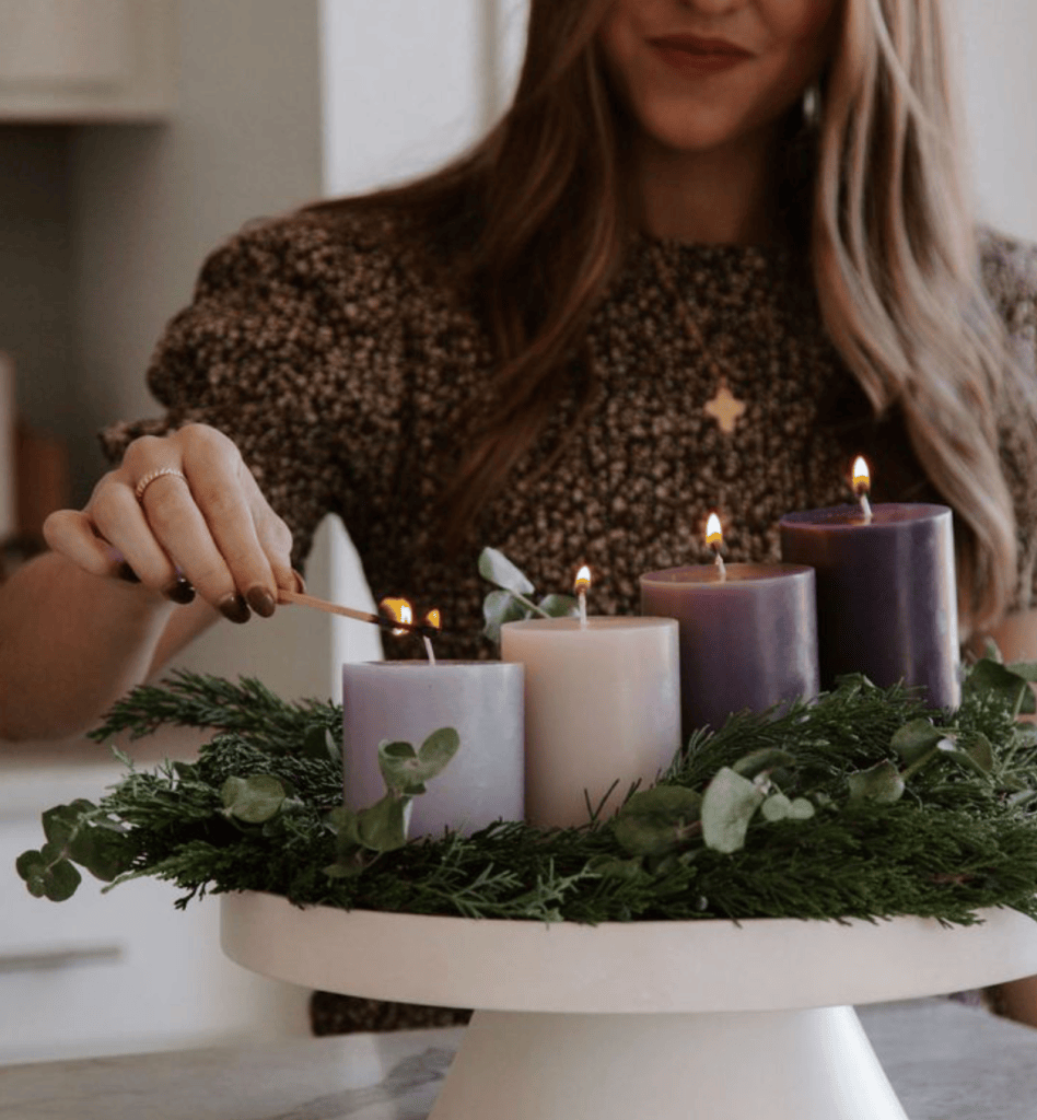 Elegant Advent Wreath with Lavender and Deep Purple Candles Elegant Advent Wreath with Lavender and Deep Purple Candles