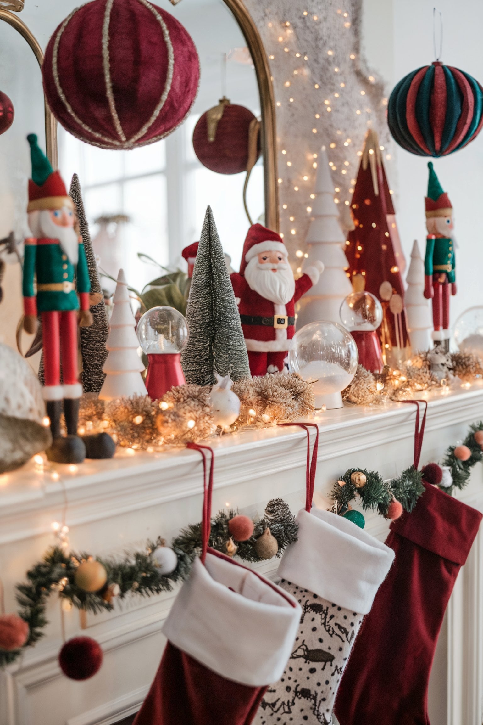 A Whimsical Christmas Mantel with Nutcrackers and Santa Figurines A Whimsical Christmas Mantel with Nutcrackers and Santa Figurines — Whimsical Christmas Decor