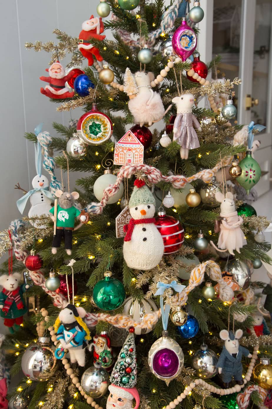 Whimsical Vintage Ornaments on a Densely Decorated Tree — Vintage Christmas Ornaments
