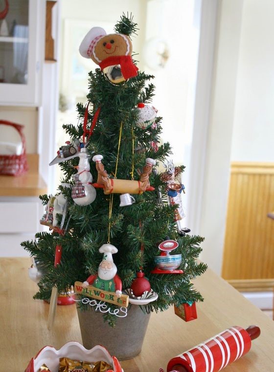 Miniature Christmas Tree with Kitchen Tool Ornaments Miniature Christmas Tree with Kitchen Tool Ornaments — Christmas Kitchen Decor