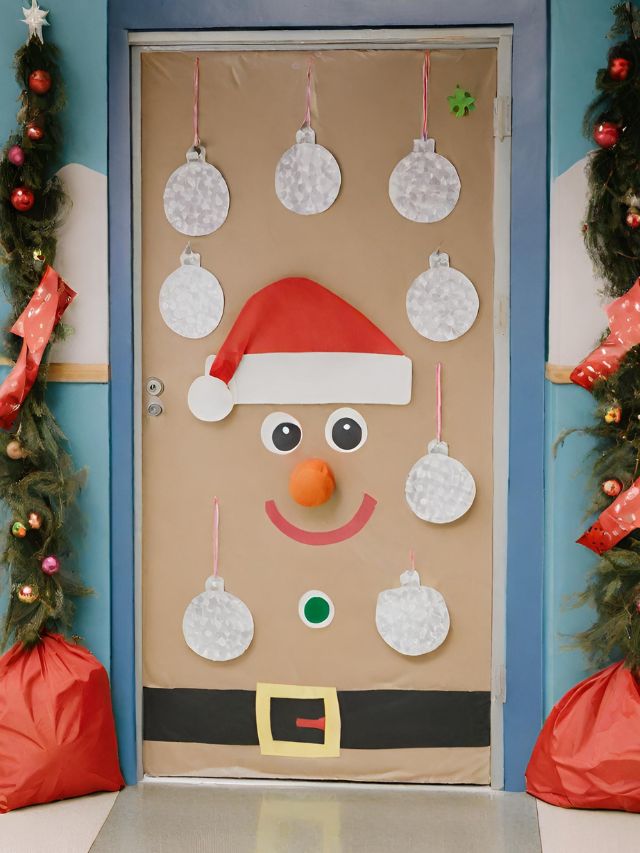 Gingerbread Man Door with Festive Accessories — Christmas Classroom Decor