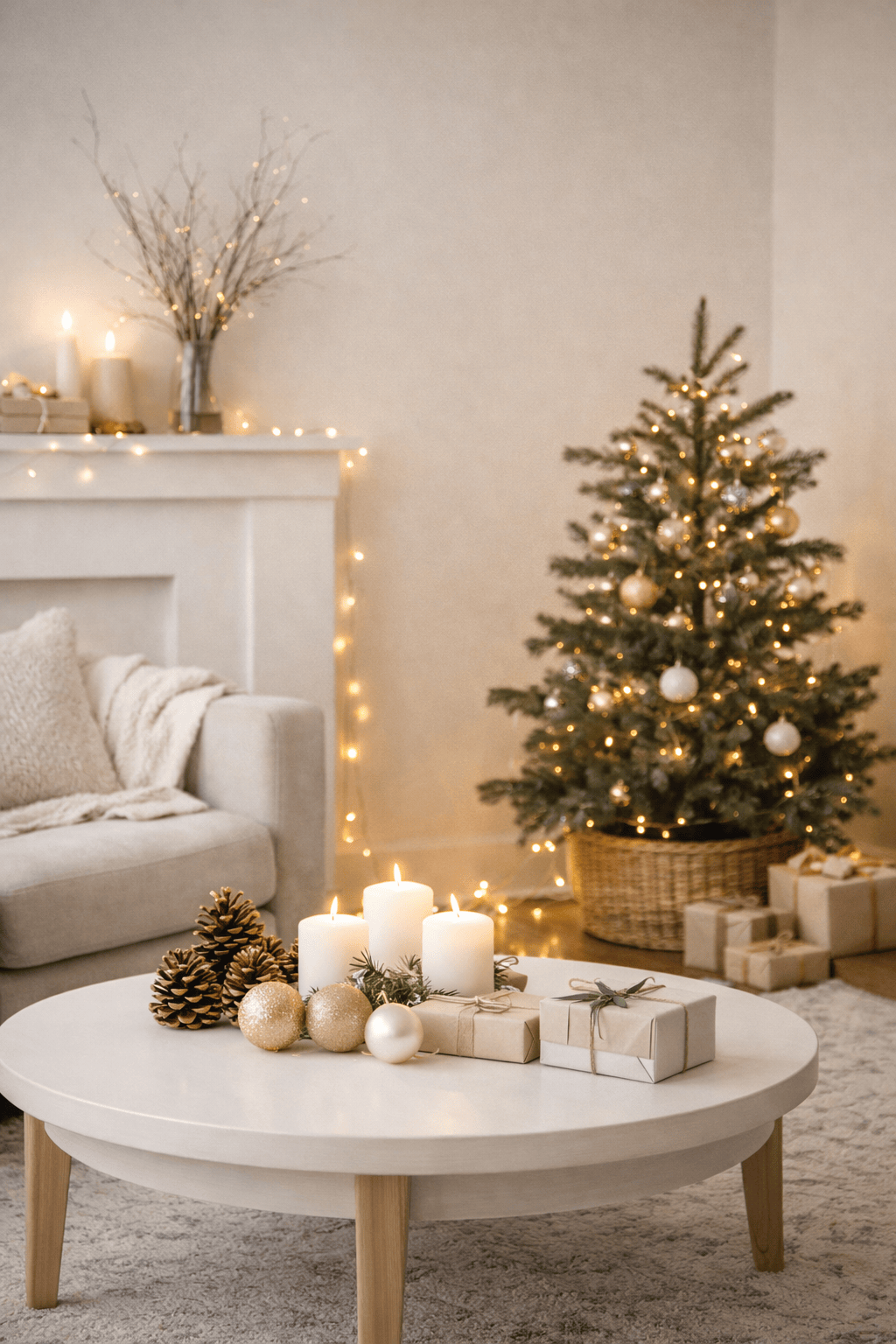 Twinkling Christmas Tree Lights Create a Warm, Inviting Atmosphere — Christmas Lights Indoor