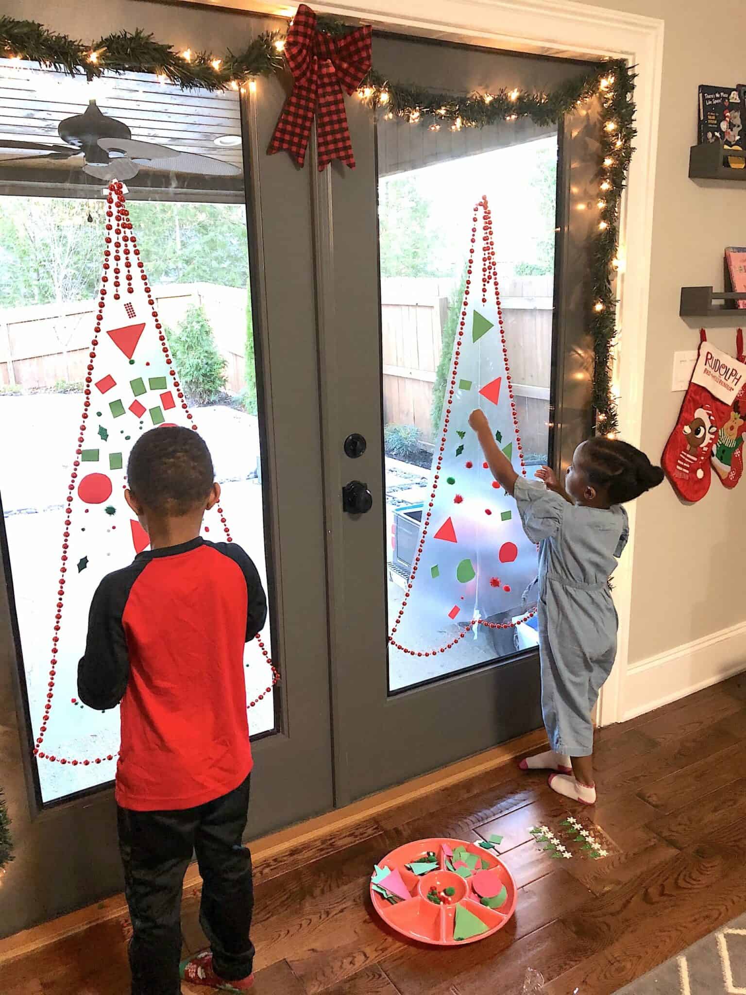 Large-Scale Christmas Tree Window Crafts — Christmas Crafts for Kids