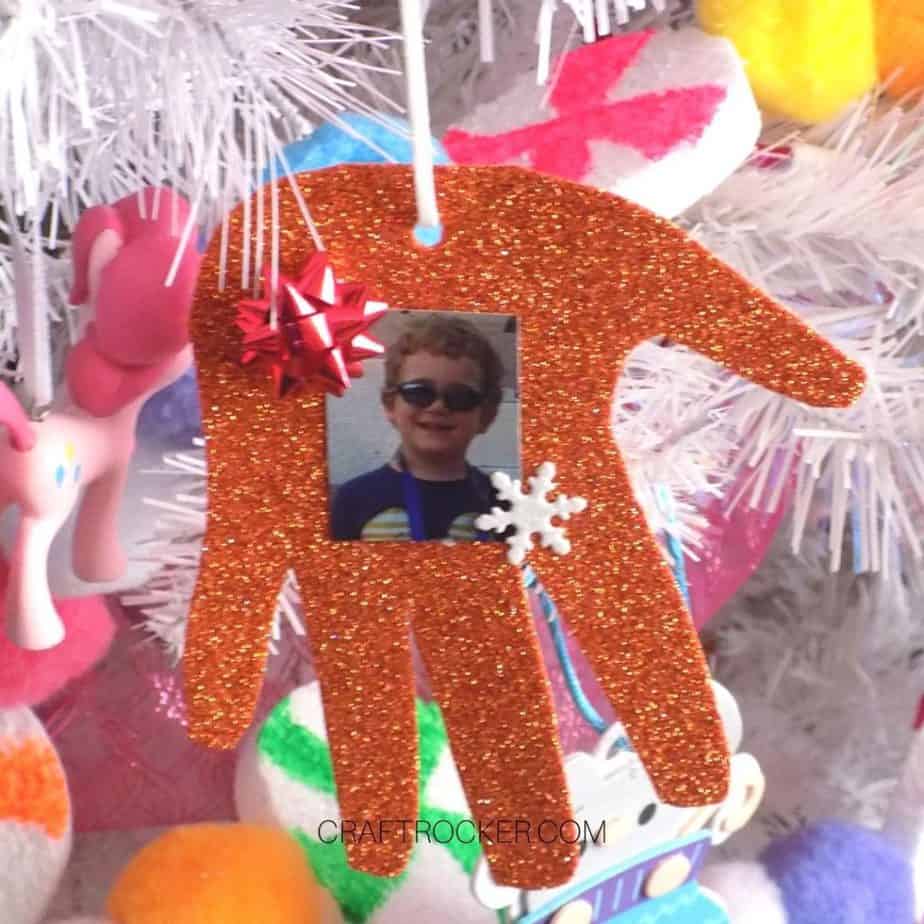 Sparkly Glitter Handprint Photo Ornament — Christmas Crafts for Kids