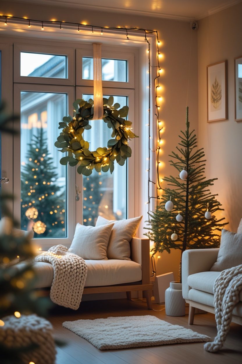 cozy small scandinavian apartment christmas people | Leonardo.Ai