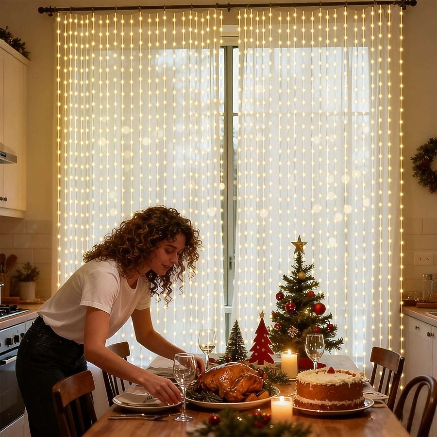 Kitchen Visual Idea — Christmas Fairy Lights Window