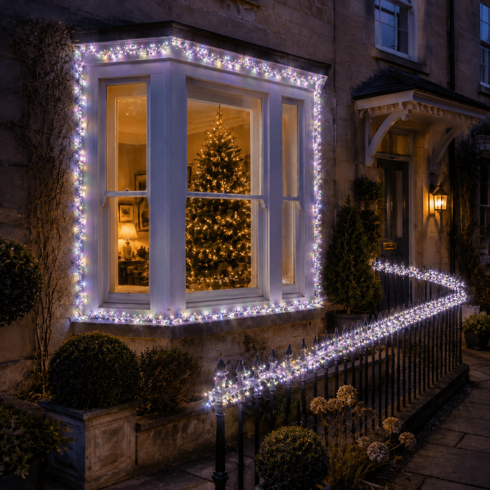 Porch Visual Idea — Christmas Fairy Lights Window