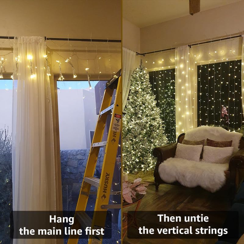 Living Room Visual Idea — Christmas Fairy Lights Window