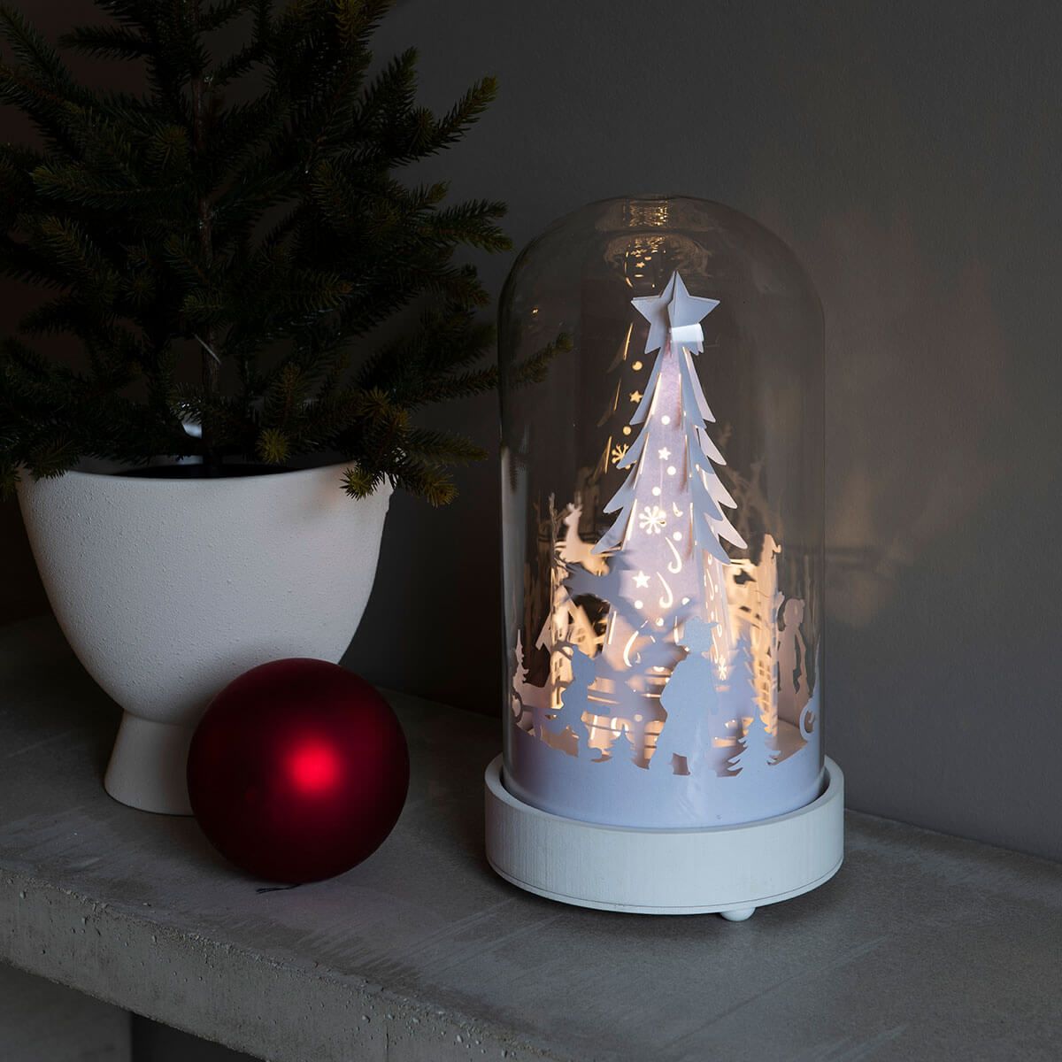 Elegant Glass Dome Lantern with Paper Cutouts — Christmas Lantern Lights