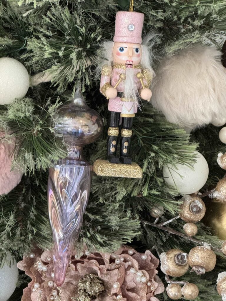 Whimsical Pink Nutcracker Ornament on a Festive Tree Whimsical Pink Nutcracker Ornament on a Festive Tree — Nutcracker Christmas Tree