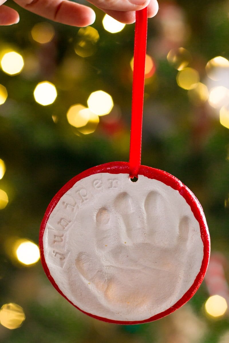 Child's Handprint Ornament with Red Border Child's Handprint Ornament with Red Border — Salt Dough Ornaments
