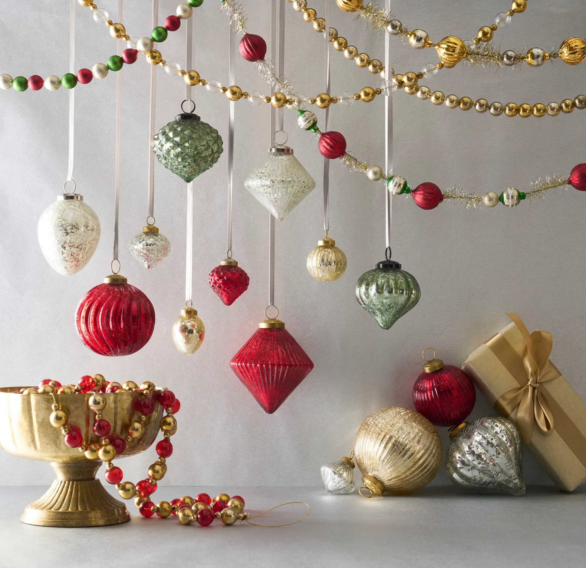 Vintage-Inspired Glass Christmas Ornaments in Red, Green, and Gold Vintage-Inspired Glass Christmas Ornaments in Red, Green, and Gold — Ornament Christmas Tree