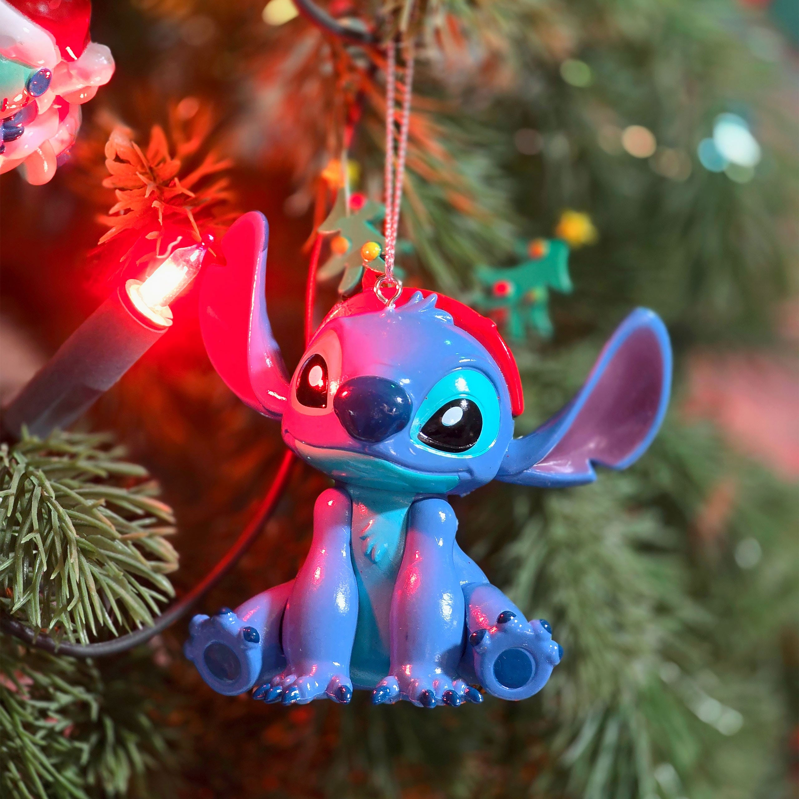 Stitch Ornament with Santa Hat Detail Stitch Ornament with Santa Hat Detail — Disney Christmas Tree
